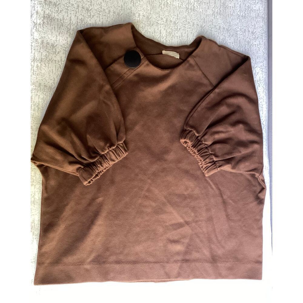 Zara short elastic sleeve top blouse size M box type brown